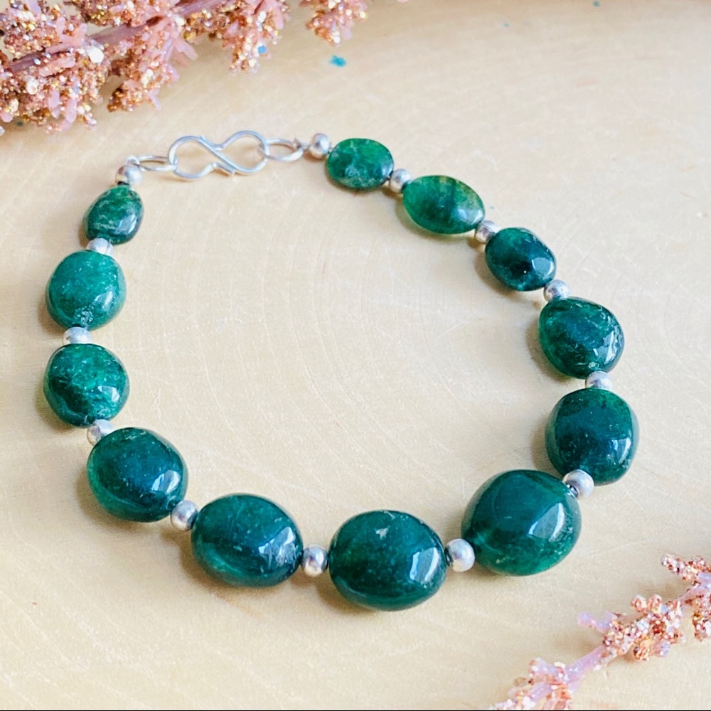 Green Aventurine Gemstone Sterling Silver Bracelet